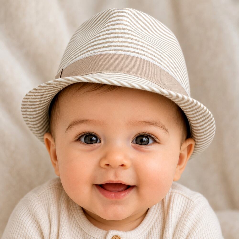Toby Beige and White Fedora Hat Toddler 2 years to 4 years